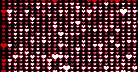 Red hearts on a black background. animated 3d background with hearts, 4k video Stock Footage 167614577