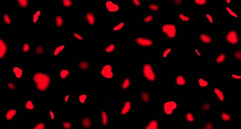 Red hearts on a black background, falling hearts, blurred bokeh background Stock Illustration