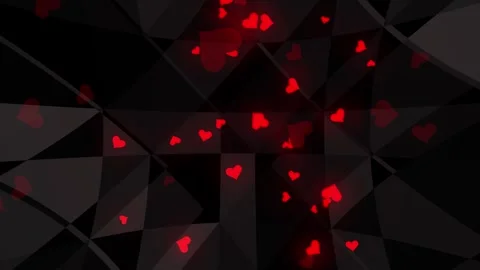 Red hearts on black background Video stock 261588946