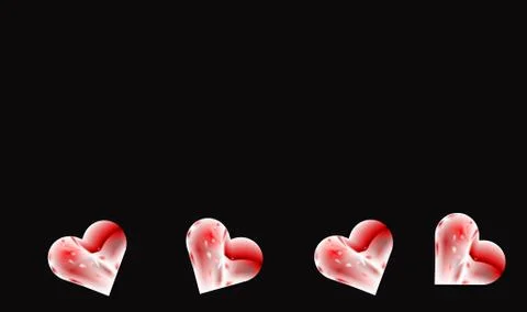 Red hearts on Black background Stock Illustration