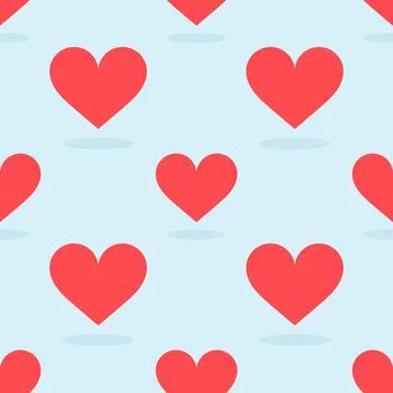 Red hearts on blue background pattern. Vector illustration. Stock Illustration