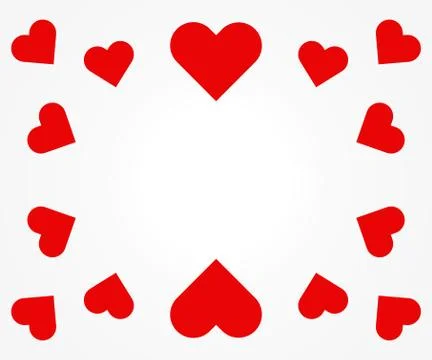 Red hearts border frame. Vector background. Stock Illustration