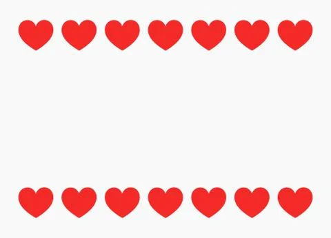 Red hearts border frame. Vector background. Stock Illustration