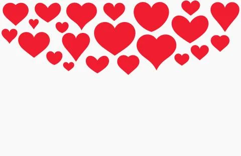 Red hearts card border. Vector illustration. Stock Illustration