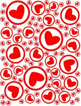 Red hearts in a circle background seamless retro pattern イラスト素材