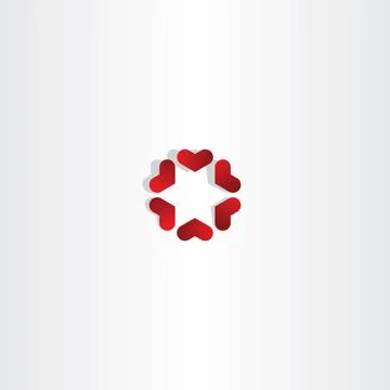 Red hearts in circle sign vector icon love Stock-Illustration