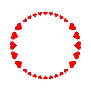 Red hearts circular frame romantic love border isolated on white background イラスト素材