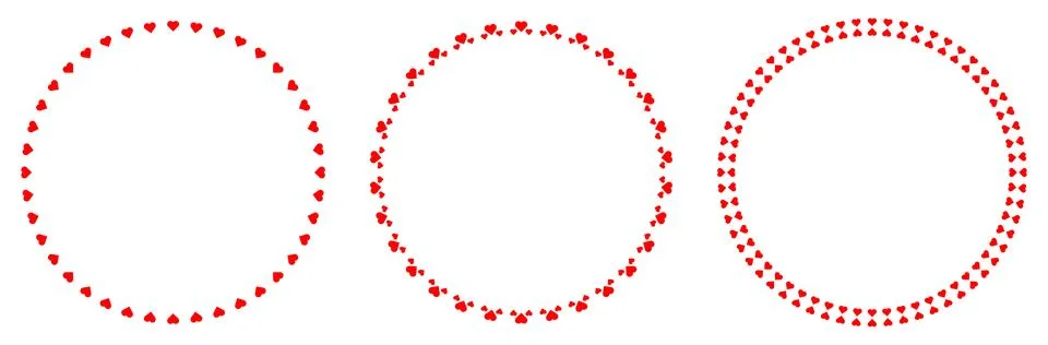 Red hearts circular frame vector set decorative border for valentine's day Stock Illustration