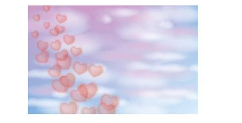 Red hearts in clouds Illustrazione stock