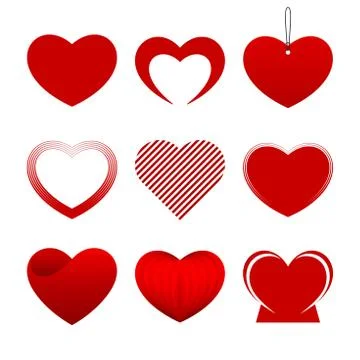 Red hearts collection Stock Illustration