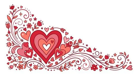 Red hearts decorative swirl vector design Stock Illustration