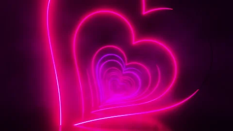 Red hearts drawn by light. Infinitely looped animation. Stock Footage 204073023