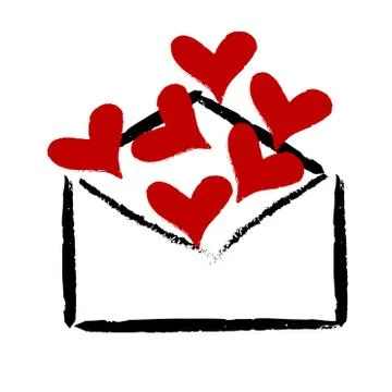 Red hearts in the envelope Stock Illustration