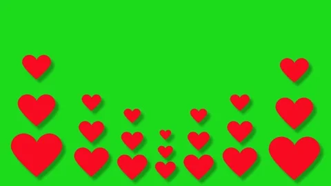 Red Hearts Equalizer Animation on Green Screen Background for Child Health Da Video stock 344365637
