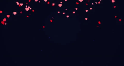 Red Hearts Fall Down on black Background Stock Footage 231218020