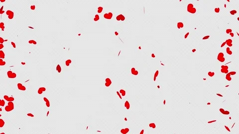 Red Hearts Falling from Above with Alpha Channel Transparent Overlay Stock Footage 331618097
