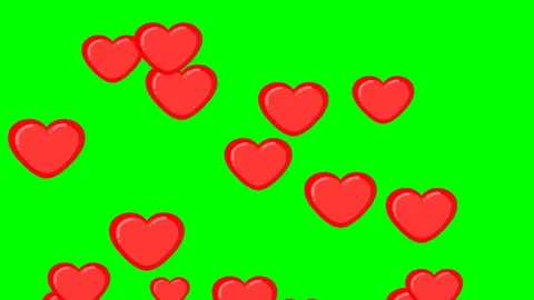 Red hearts falling animation on green screen background Video stock 288788958