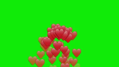 Red hearts falling animation on green screen Stock Footage 337322001
