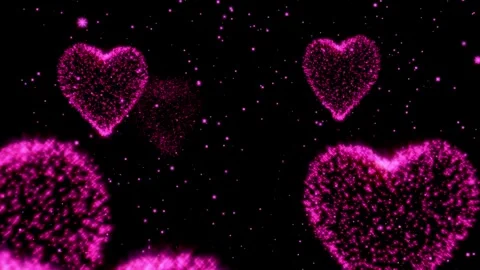 Red Hearts With Falling On Background Loopable background Neon lights heart Stock Footage 336562952