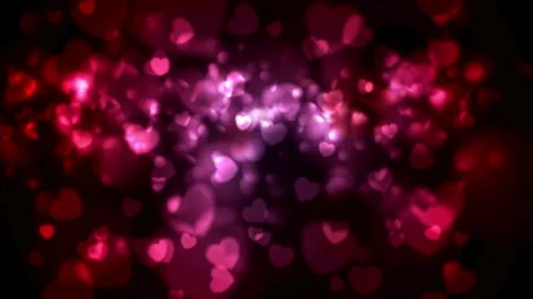 Red Hearts With Falling On Background Loopable background Neon lights heart Stock Footage 336563389