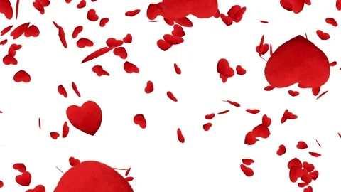 Red hearts falling down on the white background Stock Footage 151646698