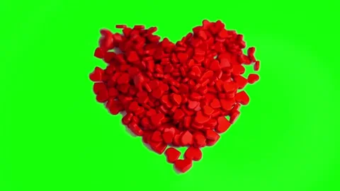 Red hearts falling forming a big heart shape with love you subscribers text Stock-Footage 340996313