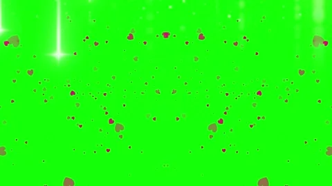 Red hearts falling on green screen. Romantic love particles overlay for video Video stock 340716630