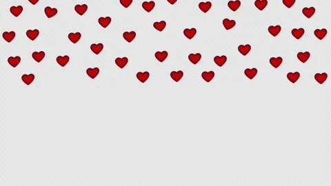 Red hearts falling from top to bottom Stock Footage 296287215