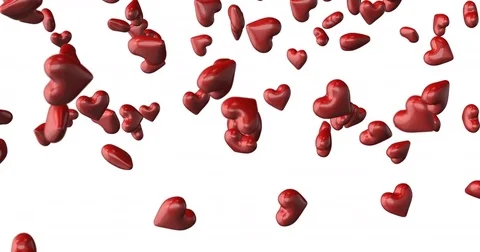 Red hearts falling white background Stock Footage 85391211