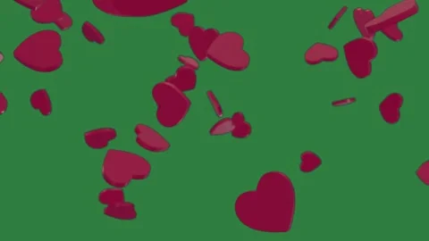 Red hearts floating in the air and bunch of on falling down design motion Stock Footage 337340699
