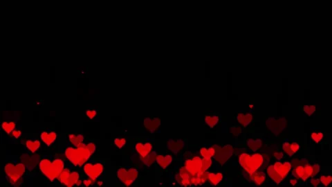Red hearts floating on black background for greetings of Valentine day Stock Footage 231700299