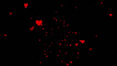 Red hearts floating on black background for greetings of Valentine day Stock Footage 231700312