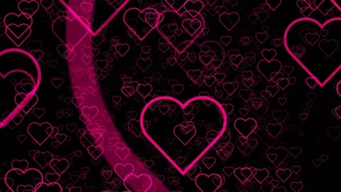 Red hearts floating on black background for greetings of Valentine day Stock Footage 231901515