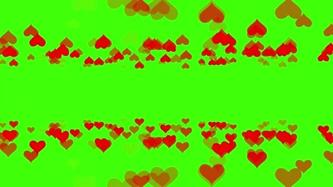 Red Hearts Floating on Green Screen Background Vídeo Stock 330920105