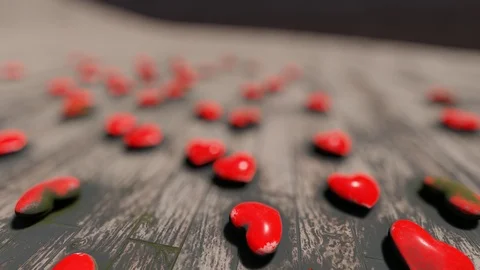 Red hearts on the floor, bokeh Stock Footage 101793049