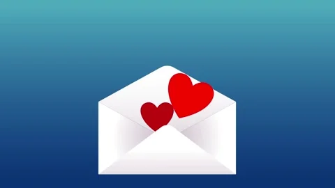 Red hearts flying from an envelope Stockbeeldmateriaal 146971718