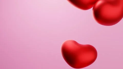 Red hearts flying on a pink background Video stock 260337404