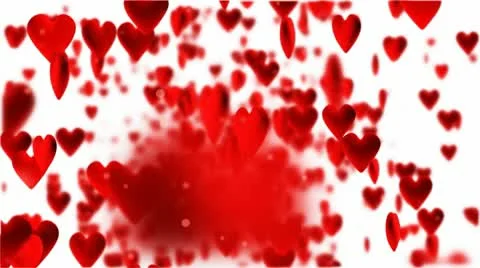 Red hearts flying on white background Stock Footage 10744470