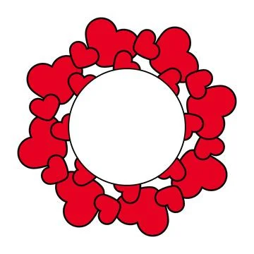 Red hearts in the form of a frame with space Illustrazione stock