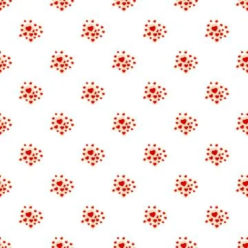 Red hearts forming clusters, seamless pattern background Stock Illustration