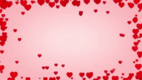 Red hearts frame on pink background for valentines, any romantic purpose Stock Footage 134993975