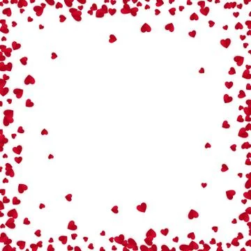 Red Hearts frame with place for text isolated on white background. Valentines Stock Illustration