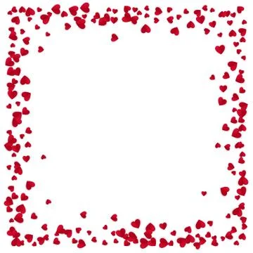 Red Hearts frame with place for text isolated on white background. Valentines Stock Illustration