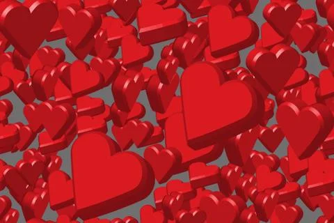 Red Hearts on Gray Seamless Pattern Illustration Stock Illustration