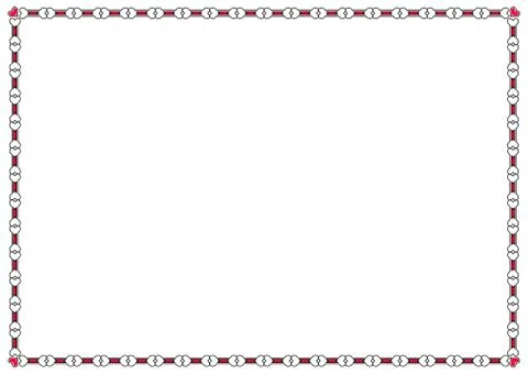 Red Hearts, horizontal frame isolated on white background for Valentines Day Stock Illustration