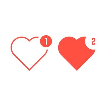 Red hearts icons like notification Stock Illustration
