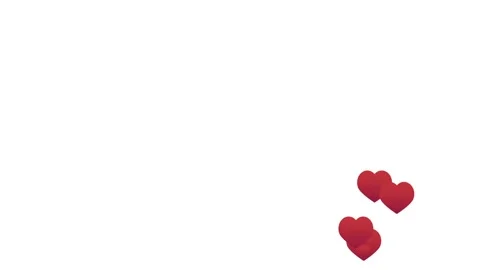Red hearts isolated on white background move up video motion Stock Footage 124487140