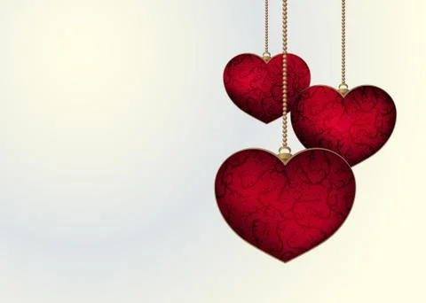 Red hearts on a light background. Illustrazione stock
