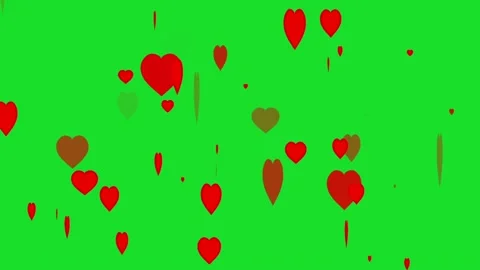 Red hearts motion graphics with green screen background Video stock 329174972