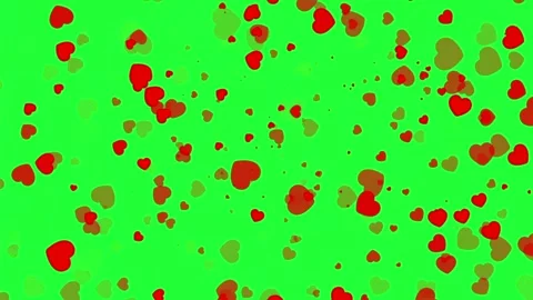 Red hearts motion graphics with green screen background Video stock 346769332
